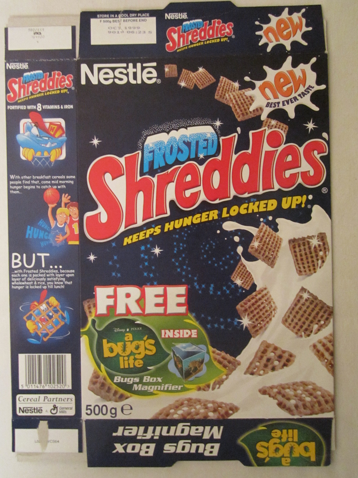 MT Cereal Box FROSTED SHREDDIES 1999 Bug's Life NESTLE 500g From the UK