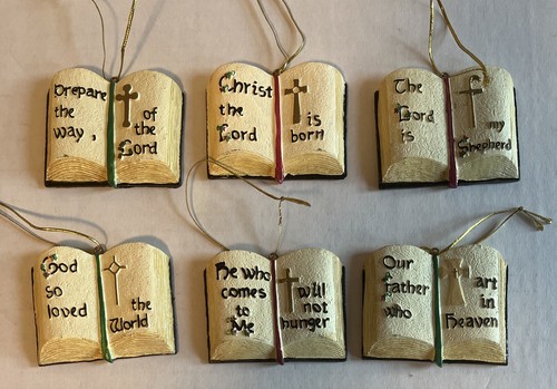 Lot 6 Holy Bible Christmas Ornaments Verses Scripture Hand-Painted ...