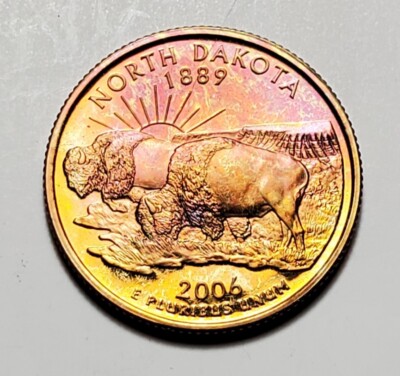 TONED 2006 S NORTH DAKOTA STATE QUARTER CLAD PROOF UNC #C7438