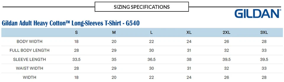 Gildan G540 Mens Heavy Cotton Preshrunk Tshirt Crew Neck Long Sleeve T-Shirt - Image 2 of 2