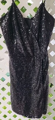 Windsor Sequin Bodycon Mini Dress Skort Black Large