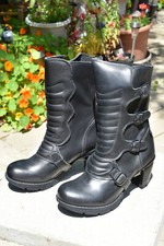 NUEVO ROCK, Botas, Cuero, Negro, Botas Góticas, Botas Moto Motociclista, Talla 9, Nuevo en Caja