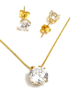 Bridal Jewelry Solitaire Diamond Set for bride 3.5ct SOLID 18k GOLD HANDMADE