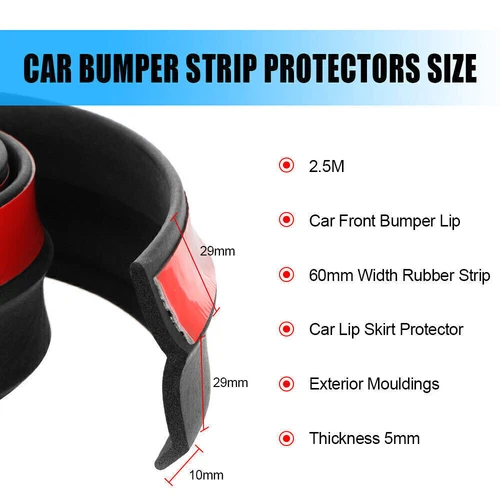 2.5M Car Lip Skirt Protector Rubber Splitter Front Bumper Spoiler Side Universal - Picture 7 of 12