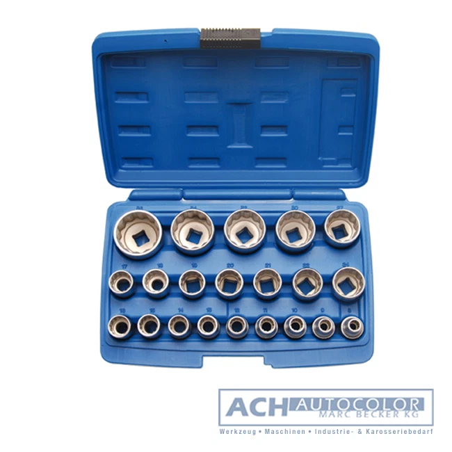 BGS Jeu De 10 Douilles 12 Pans 1/2" (3/8" à 15/16") – Chromées Mat Sur Rail Métal – Clé à Douille Pouces