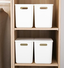 4-Pack White Plastic Storage Bins with Lids   New in Box