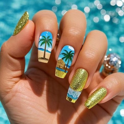 Coffin Nail Tips Summer Fake Nail Press On Nail Artificial Nail False Nail