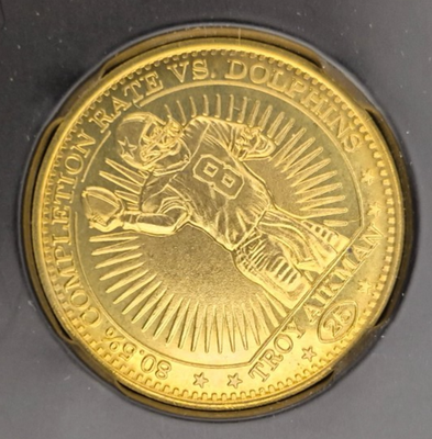 Troy Aikman 1997 Pinnacle Mint Coin Completion Rate vs Dolphins