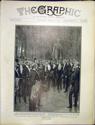Original alter antiker Druck Schiedsgericht Bankett House Commons Houldsworth 1903