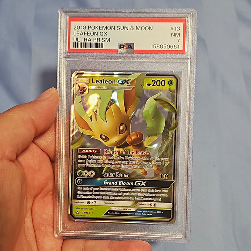Pokemon 2018 Sun & Moon Leafeon EX ULTRA PRISM NM PSA 7 Card #13 Holo Rare