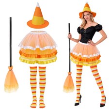 Halloween Candy Corn Costume Adult, Candy Corn Witch Costume