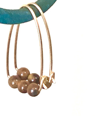 Ohrringe 14 Karat Gold F. Tigerauge. Dreieckiger Reifen. Studio Art. Fein