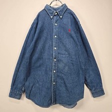 Polo Ralph Lauren bambino camicia denim manica lunga logo vintage usata