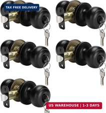 5 Pack Matte Black Door Knobs with Lock and Key, Keyed Alike Keyed Entry Door Kn