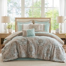 Luxe Quilted Comforter Set Modern Transitional Design, All Season Down Altern...