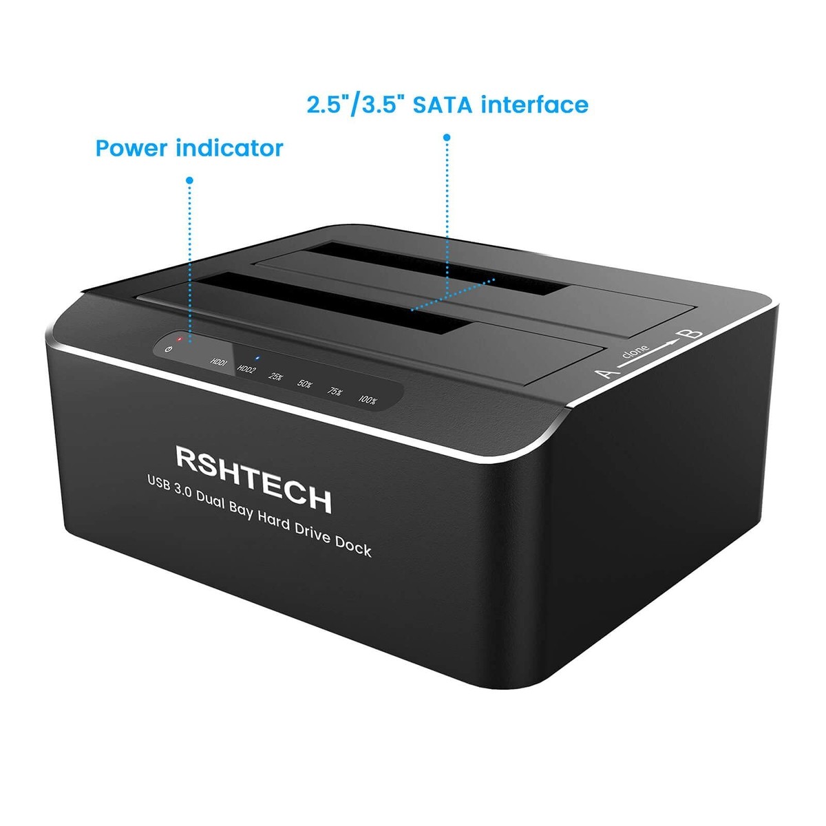 Hard Drive Dock, RSHTECH Aluminum USB 3.0 to SATA Dual Bay