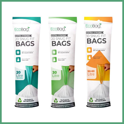 EcoBag extra starke Müllbeutel mit Kordelzug | 98% recycelt | 20L - 30L - 60L