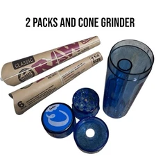 RAW Classic 1¼ Cones (2 Packs) + Cone Grinder Bundle | Easy Fill & Grind Kit
