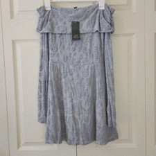 Women's Long Sleeve Flocked Mini Fit and Flare Dress - Wild Fable, Blue XXS NWT