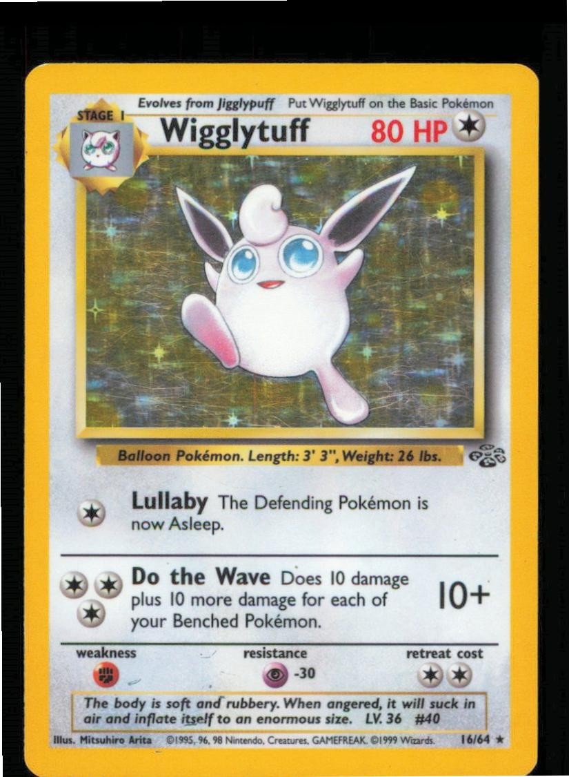 Wigglytuff 16/64 Rare Jungle Pokemon Unlimited Holo Lightly Played