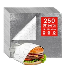 Extra Large - (250 Sheets) - Sandwich Wrapping Paper Sheets With Foil Backing...