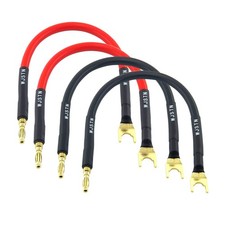 8 in HiFi Banana Plug to Spade Speaker Jumper, 45 Degree U Plug to Banana Plu...