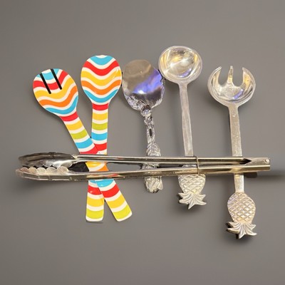 Serving Spoons Forks Tongs Bundle Pewter And Plastic Includes Atthur Court 6 Set
