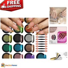 Metallic Chrome Nail Powder Collection - 16 Colors for Elegant Nail Decoration