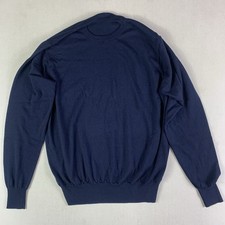 Peter Millar Sweater Mens XL Blue Merino wool Silk Crewneck Has tiny hole 