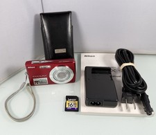 Nikon Coolpix S200 Red 7.1MP 3X Zoom Digital Compact Camera w/ Charger Battery