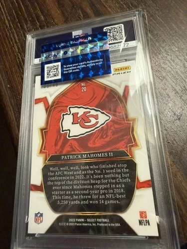 Patrick Mahomes II 2022 Panini Select Red Disco Prizm #’d/49 PSA 10 GEM MINT