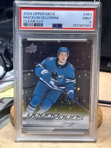 2024-25 Upper Deck Series 2 - Young Guns Macklin Celebrini #451 Clear Cut PSA 9