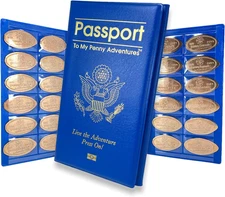 Passport to Penny Adventures - Pressed Coin Collecting Book - Holds 48 Coins