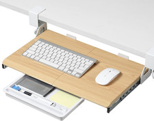 Ergonomic Under-Desk Keyboard Tray with C Clamp, 19.7" x 12.2", Oak Finish