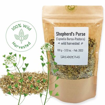Bio HIRTEN HANDTASCHE Kräuterschnitt Wild Ernte Capsella Bursa-Pastoris Kräutertee