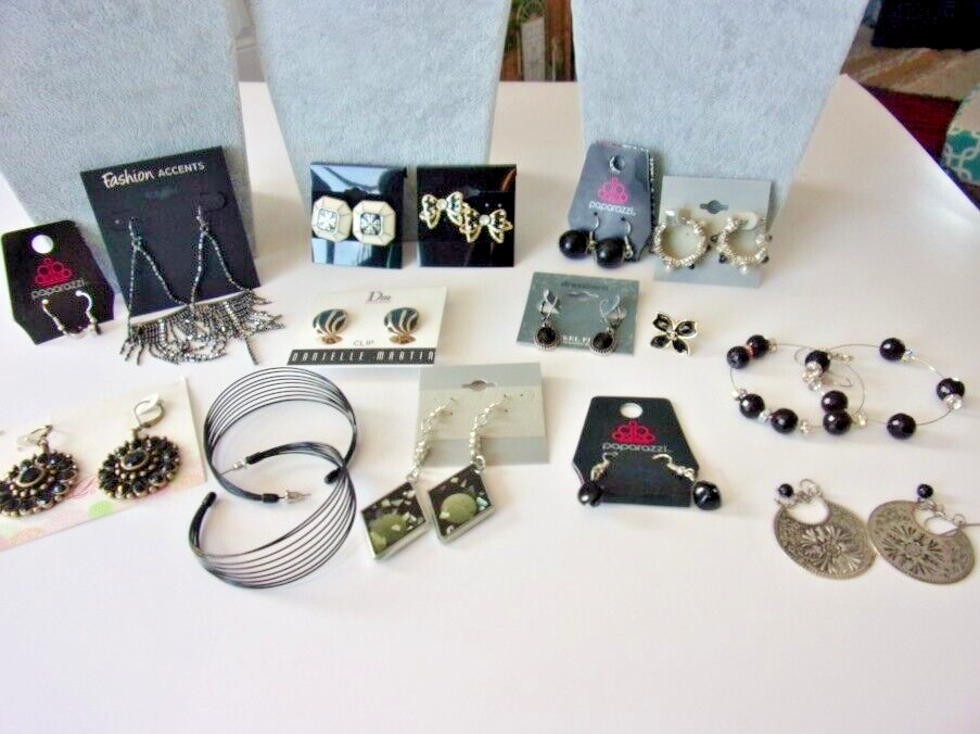 Jewelry Black Earrings 14 Sets Premier Dress Barn Aurora Borealis (Lot