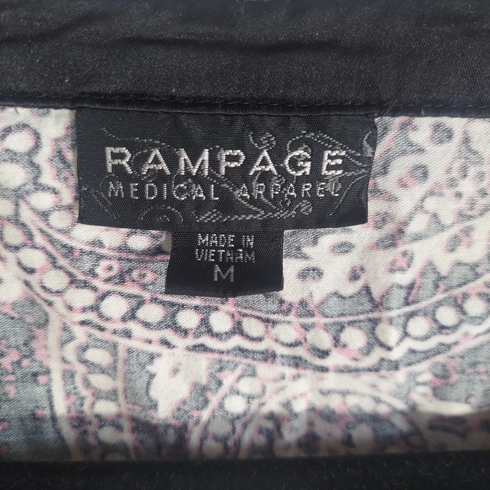 Rampage Medical Apparel Women’s Scrub Top Size M Pink Black Paisley Medium - Image 3 of 4