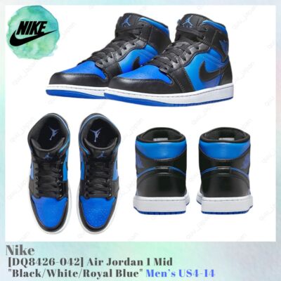 Nike Air Jordan 1 Mid Black / White / Royal Blue DQ8426-042 Men's