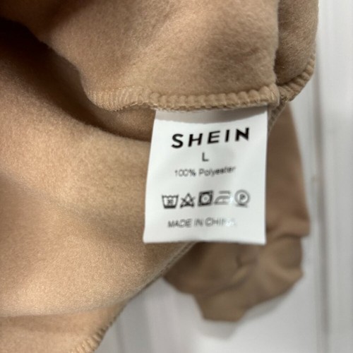 SHEIN Tan Athletic Fleece Lined Crewneck Sweater Size Large - Picture 3 of 3