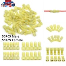 100Pcs Insulated 12-10AWG Wire Crimp Terminals Male Female Nylon Spade Connector
