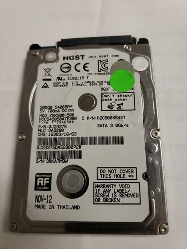 Hitachi HCC545050A7E380 PN:0J23375 500GB SATA 3Gb/s 2.5" Laptop Hard Drive