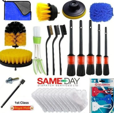 28Pcs Car Detailing Brush Set Soft Brushes Interior Wheel Valet Pro Cleaning Kit