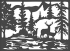 1- 8x11 inch Custom Cut Stencil, (PD-55) Deer Scene