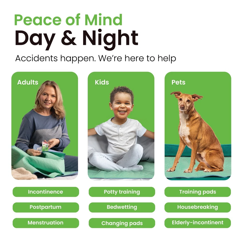 Almohadillas inferiores reutilizables lavables para incontinencia impermeables almohadillas para mascotas 34"x36" chux Foto 4 de 4