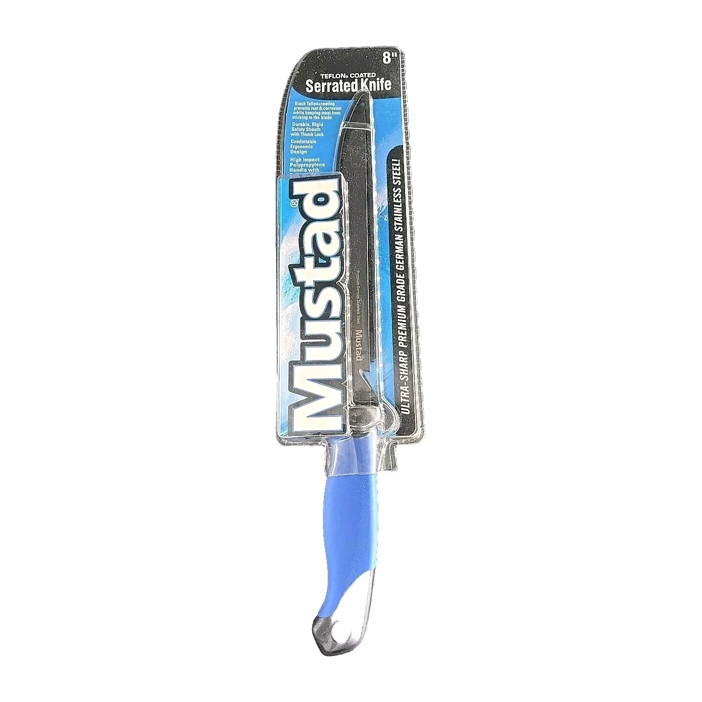MUSTAD 8'' SERRATED FILLET KNIFE WITH STAINKESS STEEL BLADE & SHEATH