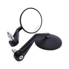 2x E-geprüft Motorrad Spiegel Lenkerendenspiegel Schwarz Rund Alu CNC Universal