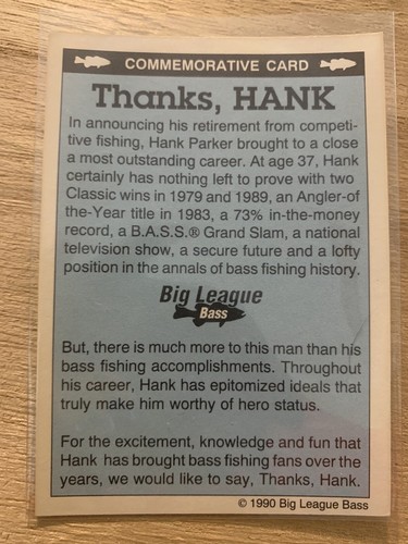 Rare Hank Parker RC 1990 Trading Card Special Issue - Picture 2 of 2