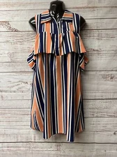 j for justify dress blue/peach/white stripe dress L WD-32
