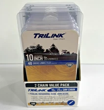 Chainsaw 10" Low Kickback Saw Chain 2 Pack TRILINK S40 for Battery & Gas Powered