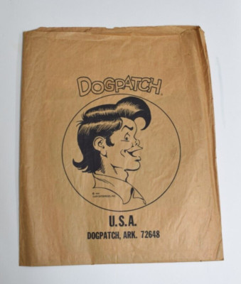 1968 Dogpatch  USA Arkansas Souvenir Original Paper Sack Bag LIL ABNER 15 x 18